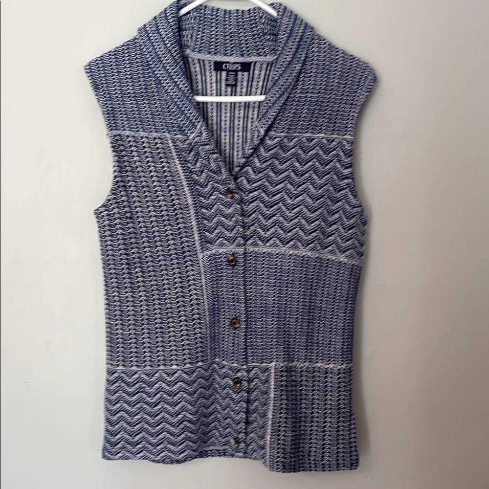 Chaps Blue Knit Button-Up Vest very soft knit